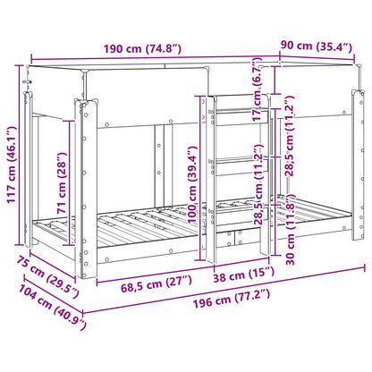 Letto a Castello per Bambini Grigio cemento 90 x 190 cm | homemem39