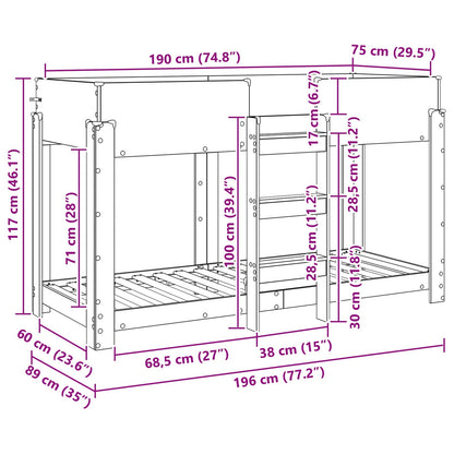 Letto a Castello per Bambini Rovere Sonoma 75 x 190 cm | homemem39
