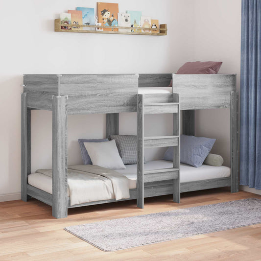 Letto a Castello per Bambini Grigio Sonoma 75 x 190 cm
