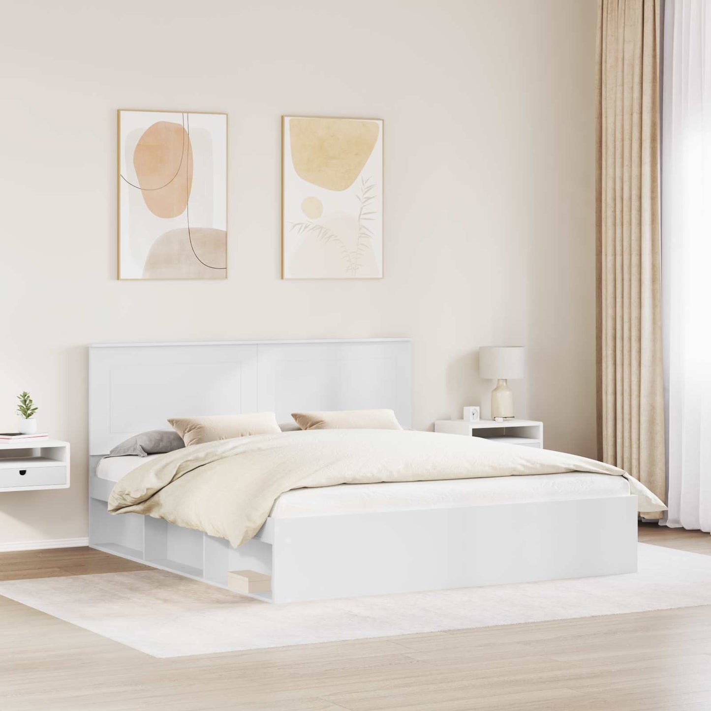 Struttura del letto Bianco 200 x 200 cm Pino massello | homemem39