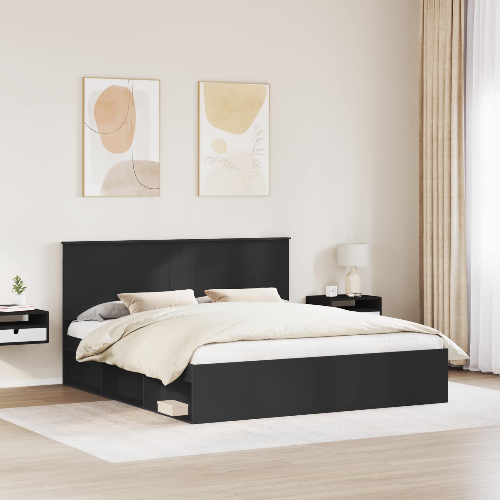 Struttura del letto Nero 200 x 200 cm Pino massello | homemem39