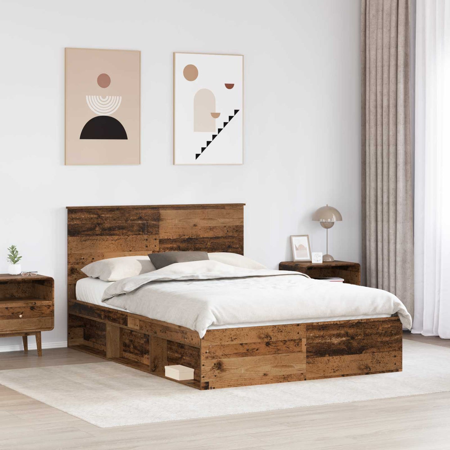 Struttura del letto Legno vecchio 150 x 200 cm Pino massello | homemem39