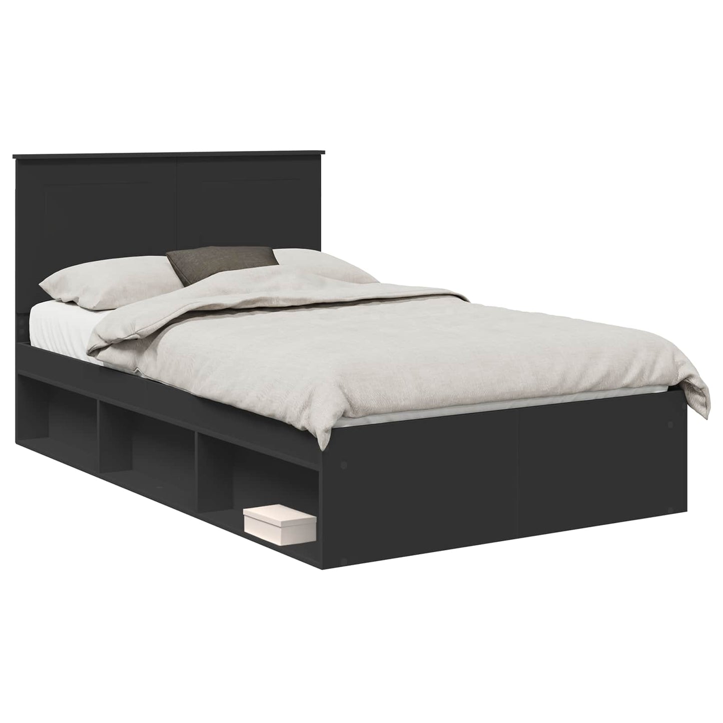Struttura del letto Nero 135 x 190 cm Pino massello | homemem39