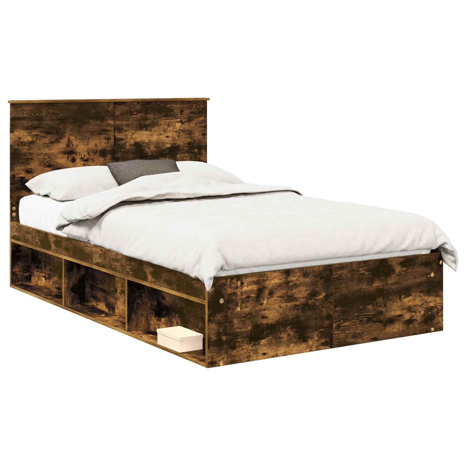 Struttura del letto Rovere fumé 135 x 190 cm Pino massello | homemem39