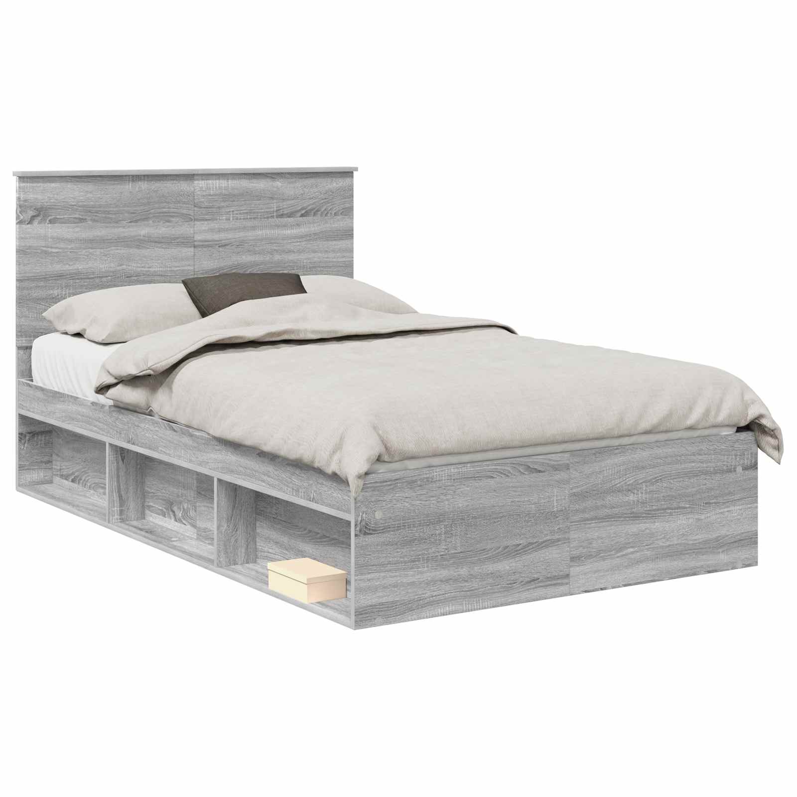 Struttura del letto Grigio Sonoma 135 x 190 cm Pino massello | homemem39