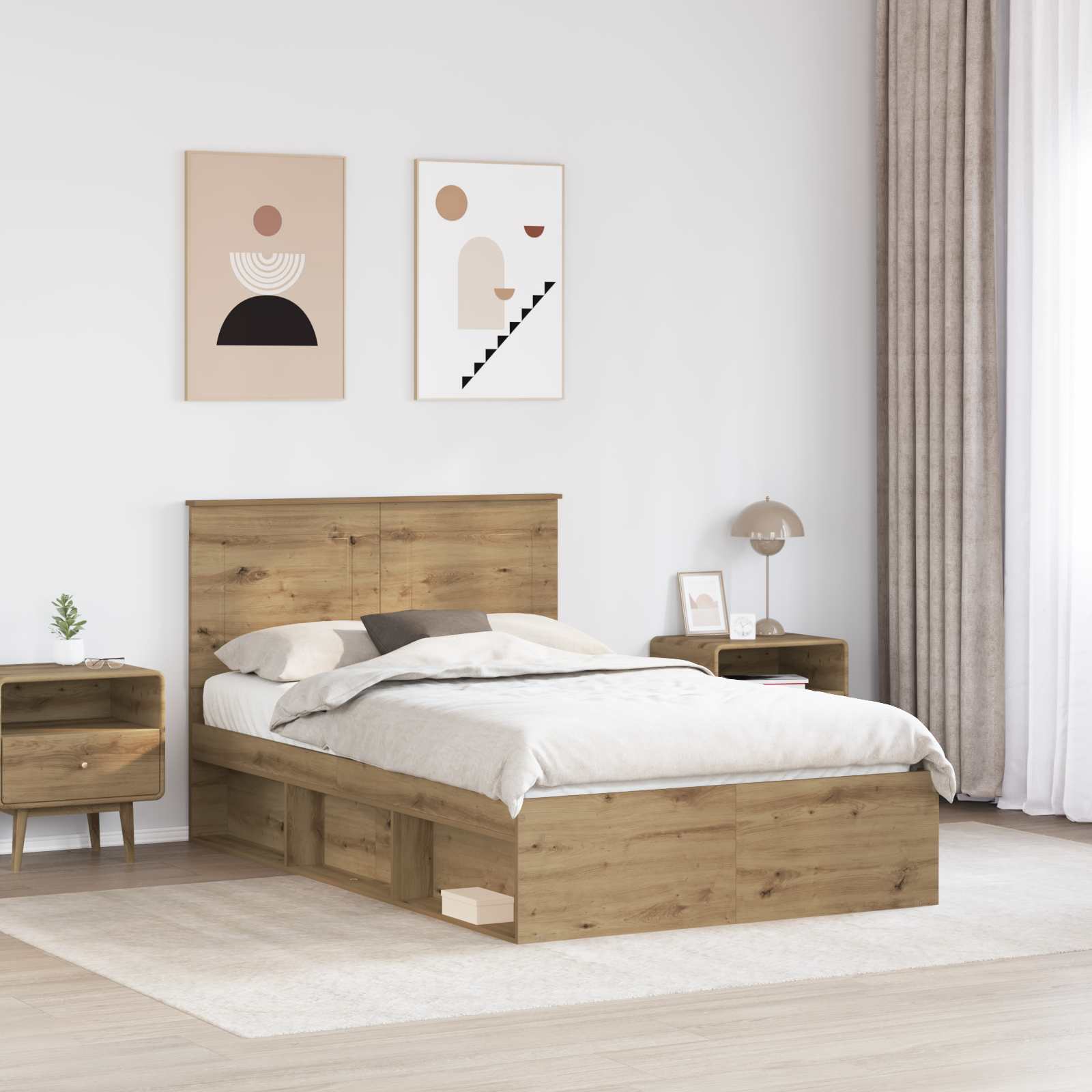 Struttura del letto Rovere Artigianale 135 x 190 cm | homemem39