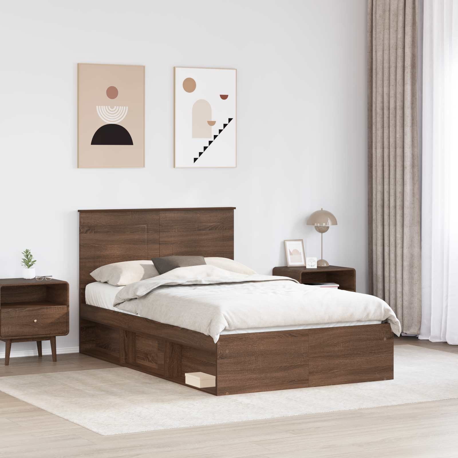 Struttura del letto Rovere Marrone 120 x 190 cm Pino massello | homemem39