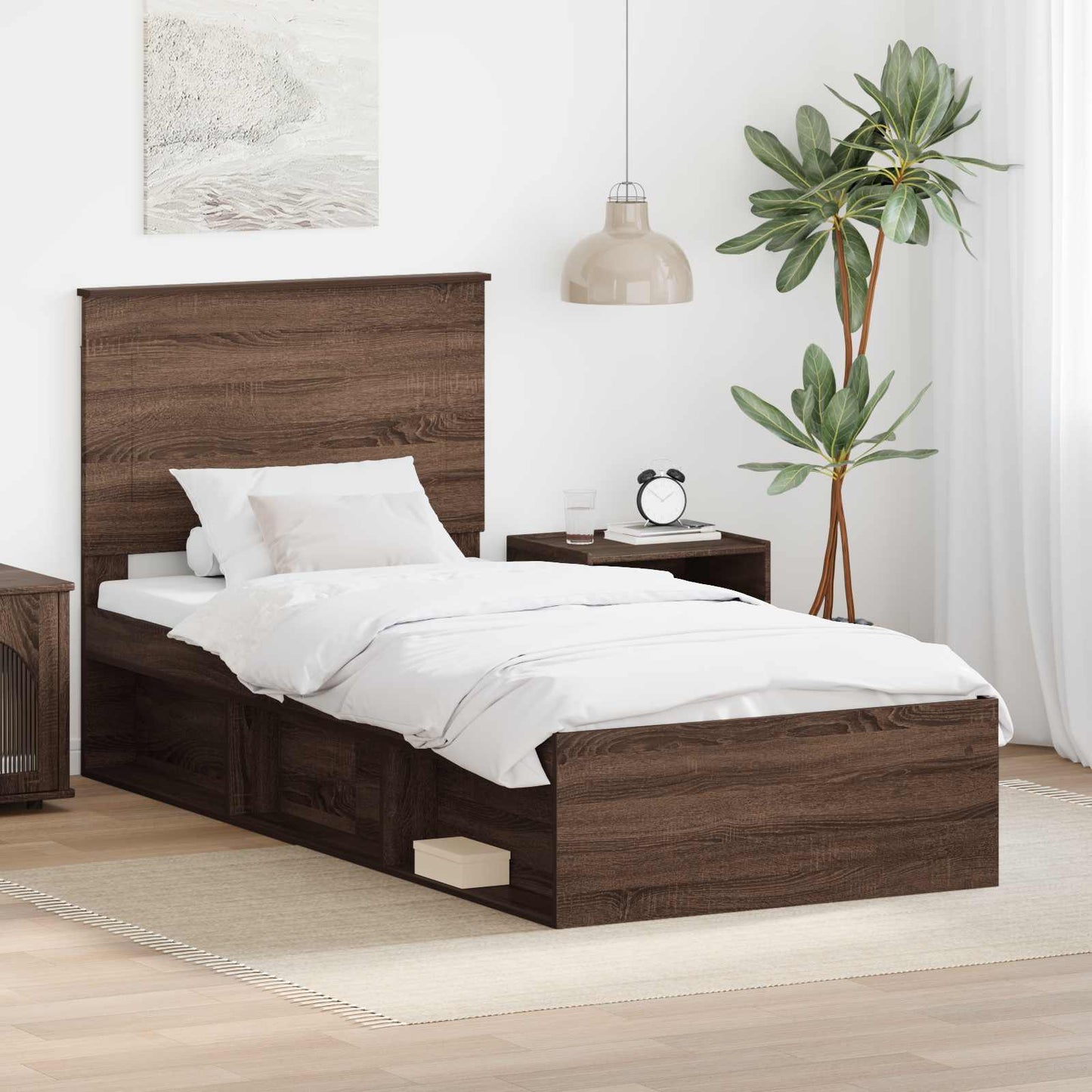 Struttura del letto Rovere Marrone 100 x 200 cm Pino massello | homemem39