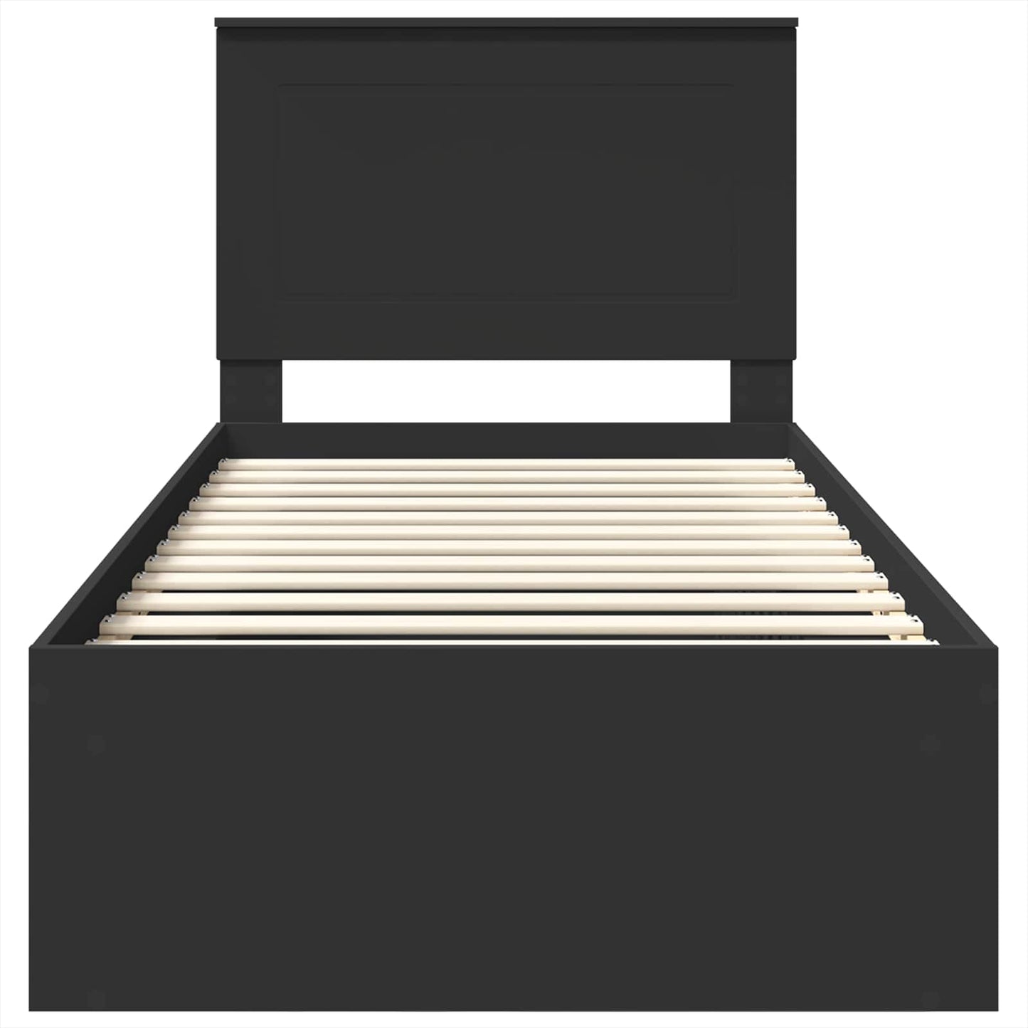 Struttura del letto con testiera Nero 90 x 190 cm Pino massello