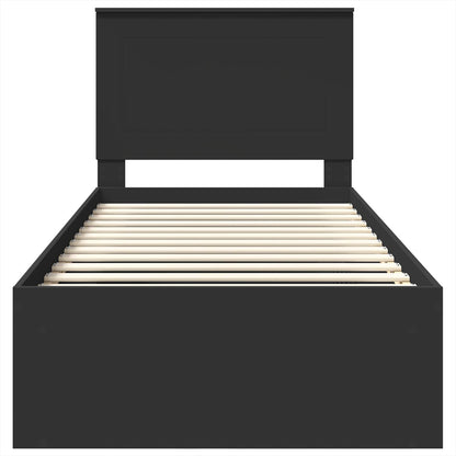 Struttura del letto con testiera Nero 90 x 190 cm Pino massello
