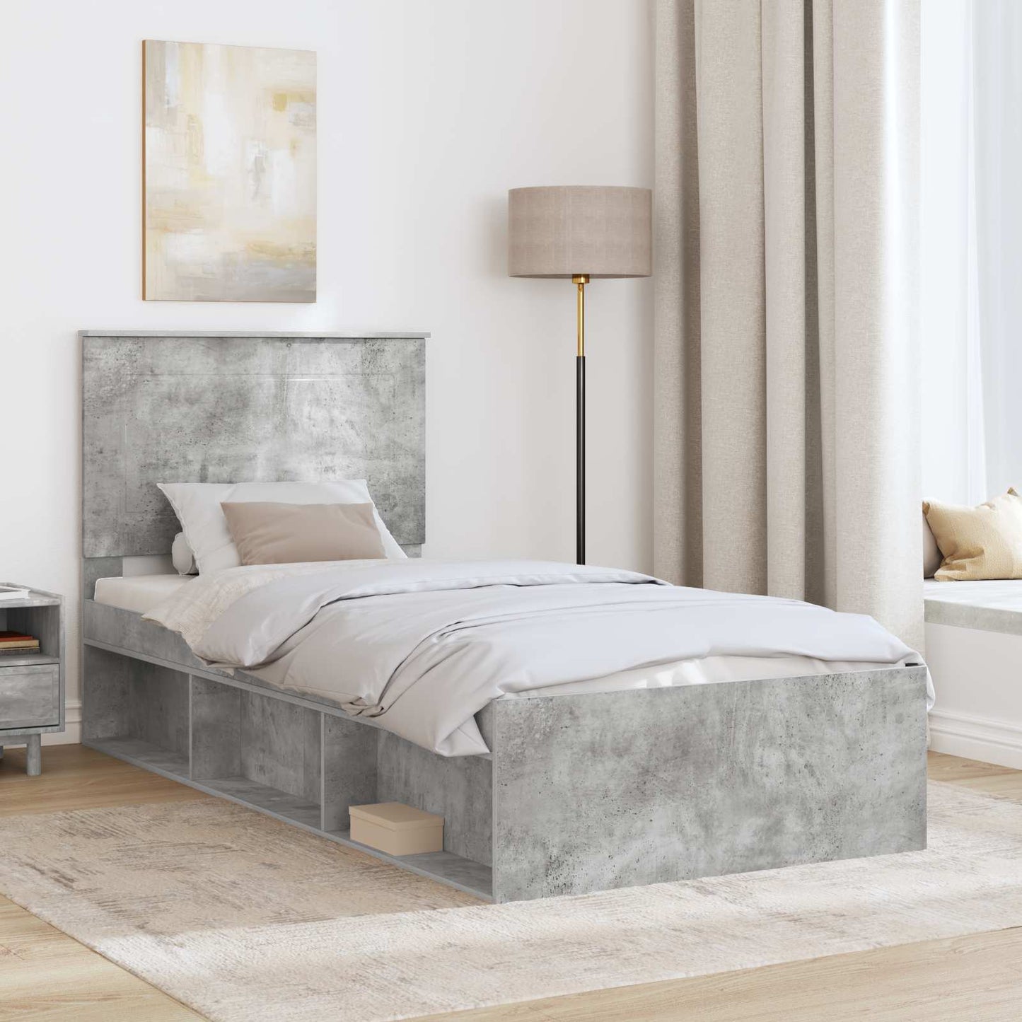 Struttura del letto Grigio Concretè 90 x 190 cm Pino massello | homemem39