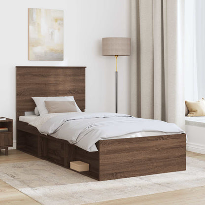 Struttura del letto Rovere Marrone 90 x 190 cm Pino massello