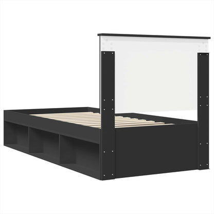 Struttura del letto con testiera Nero 90 x 200 cm Pino massello | homemem39