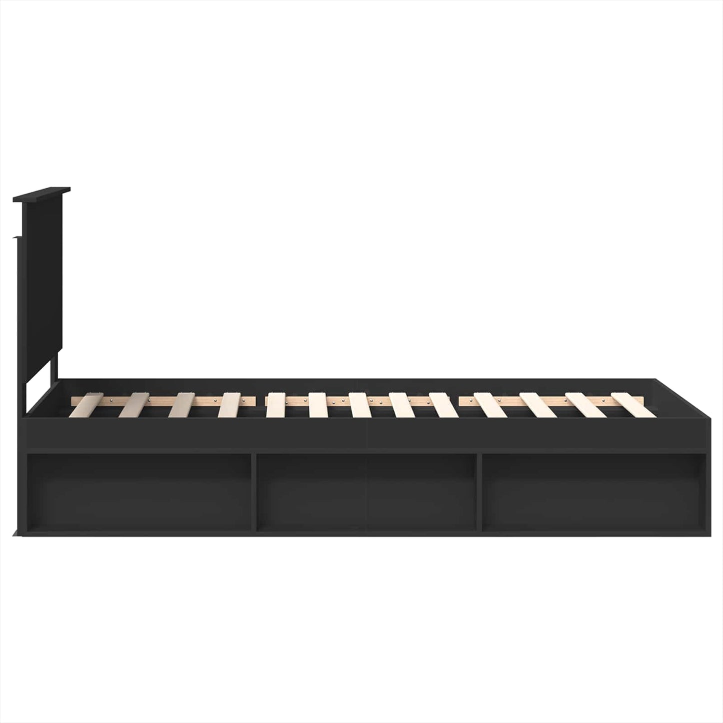 Struttura del letto con testiera Nero 90 x 200 cm Pino massello | homemem39