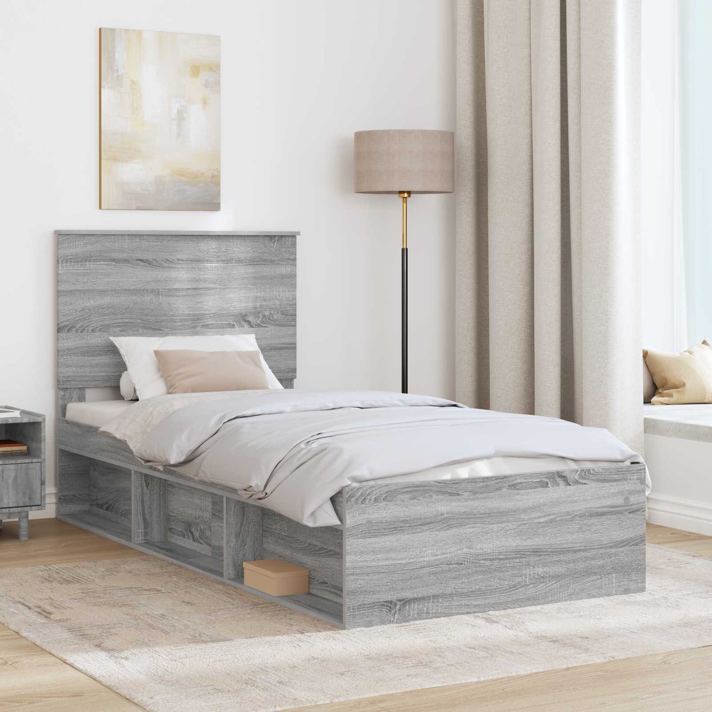 Struttura del letto Grigio Sonoma 90 x 200 cm Pino massello | homemem39