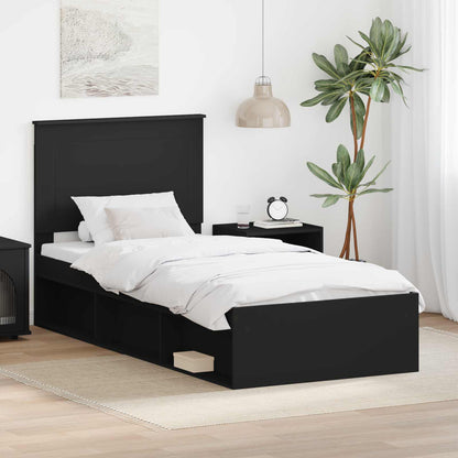 Struttura del letto con testiera Nero 75 x 190 cm Pino massello | homemem39