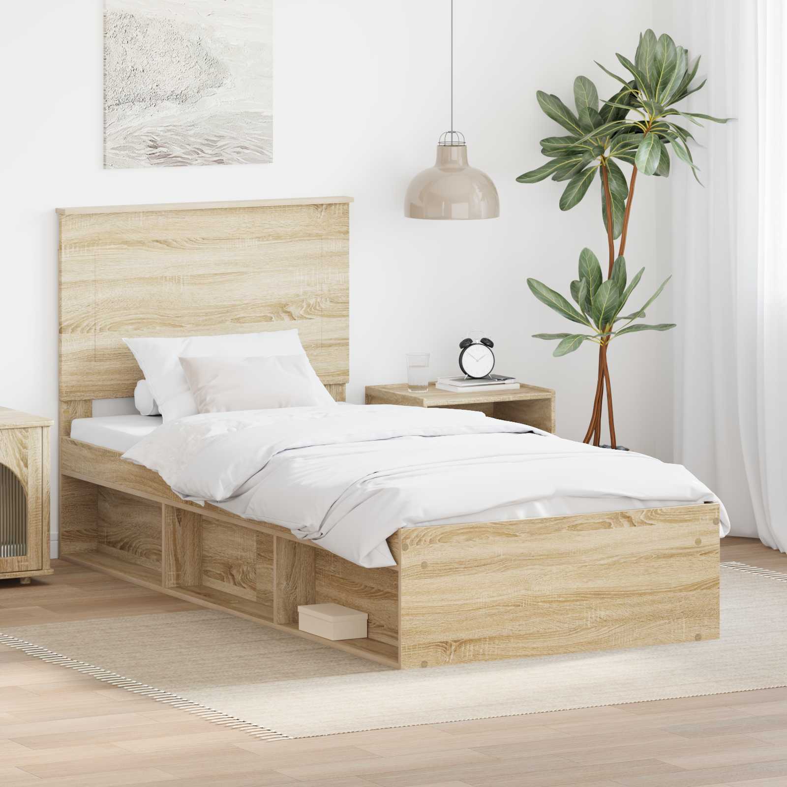 Struttura del letto Rovere Sonoma 75 x 190 cm Pino massello | homemem39