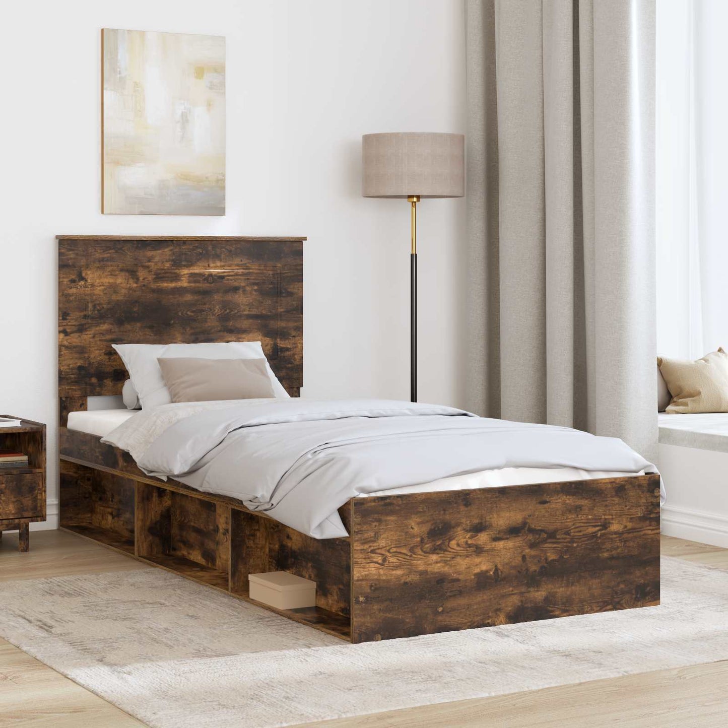 Struttura del letto Rovere fumé 75 x 190 cm Pino massello | homemem39