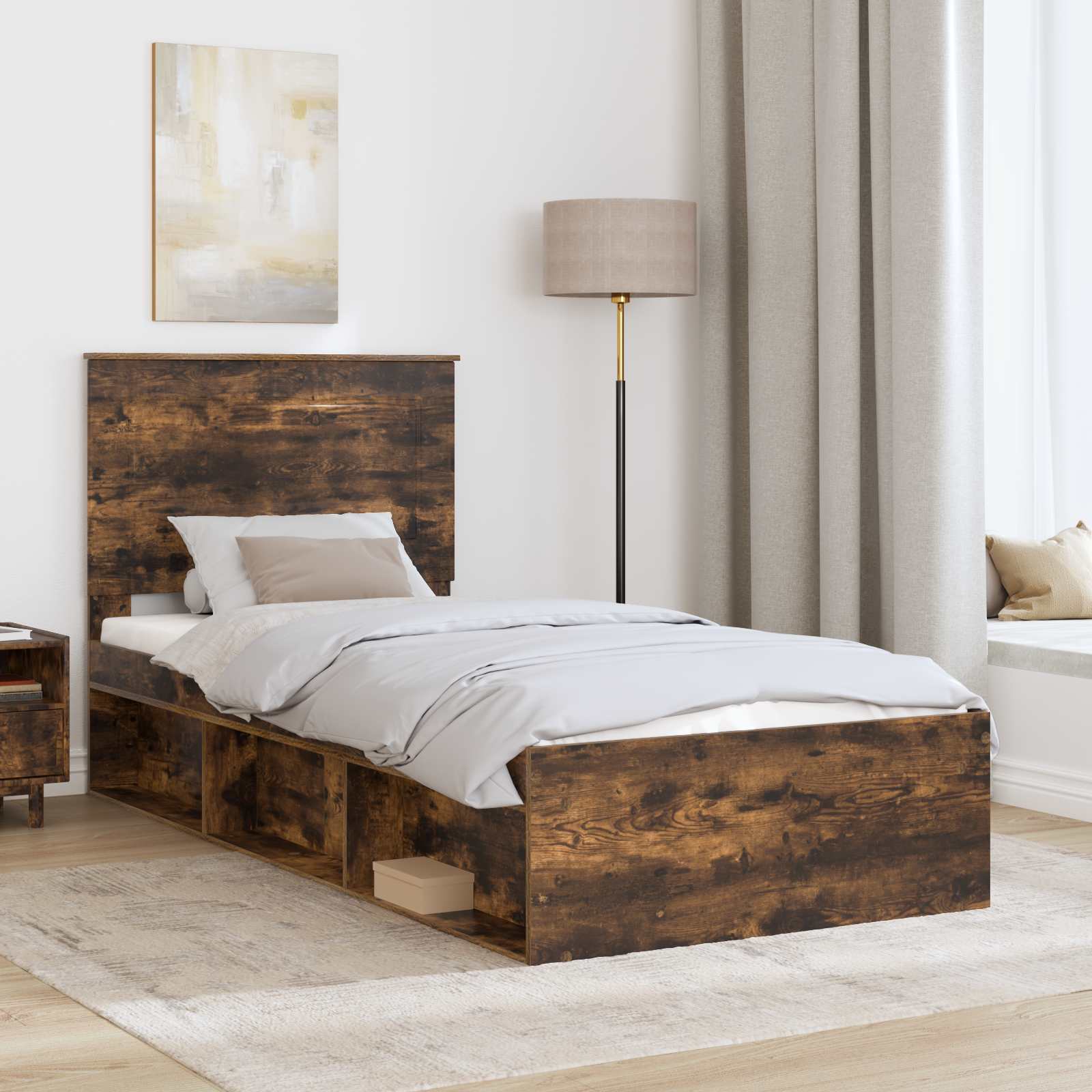 Struttura del letto Rovere fumé 75 x 190 cm Pino massello | homemem39