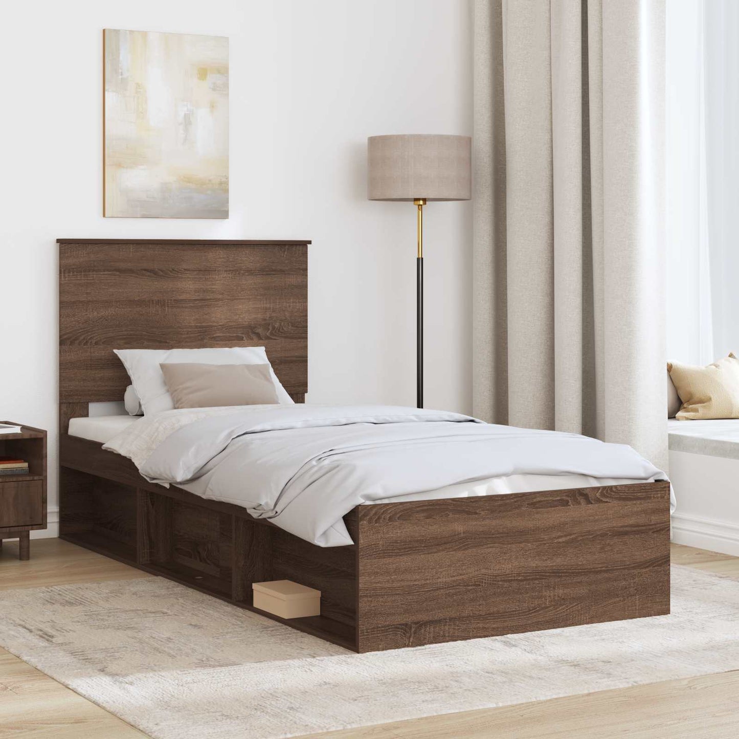 Struttura del letto Rovere Marrone 75 x 190 cm Pino massello | homemem39