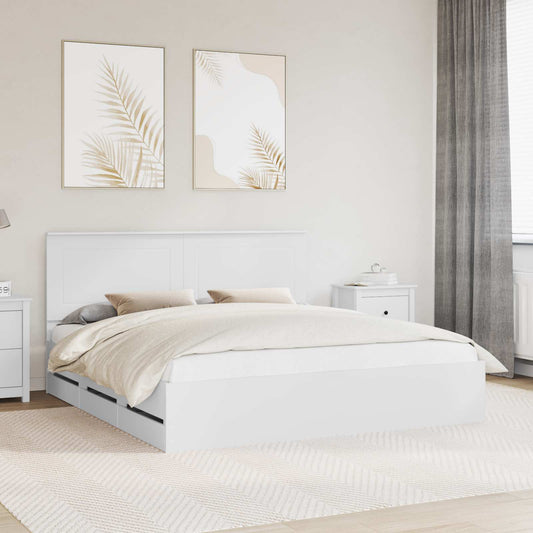 Struttura del letto Bianco 200 x 200 cm Legno Ingegnerizzato | homemem39