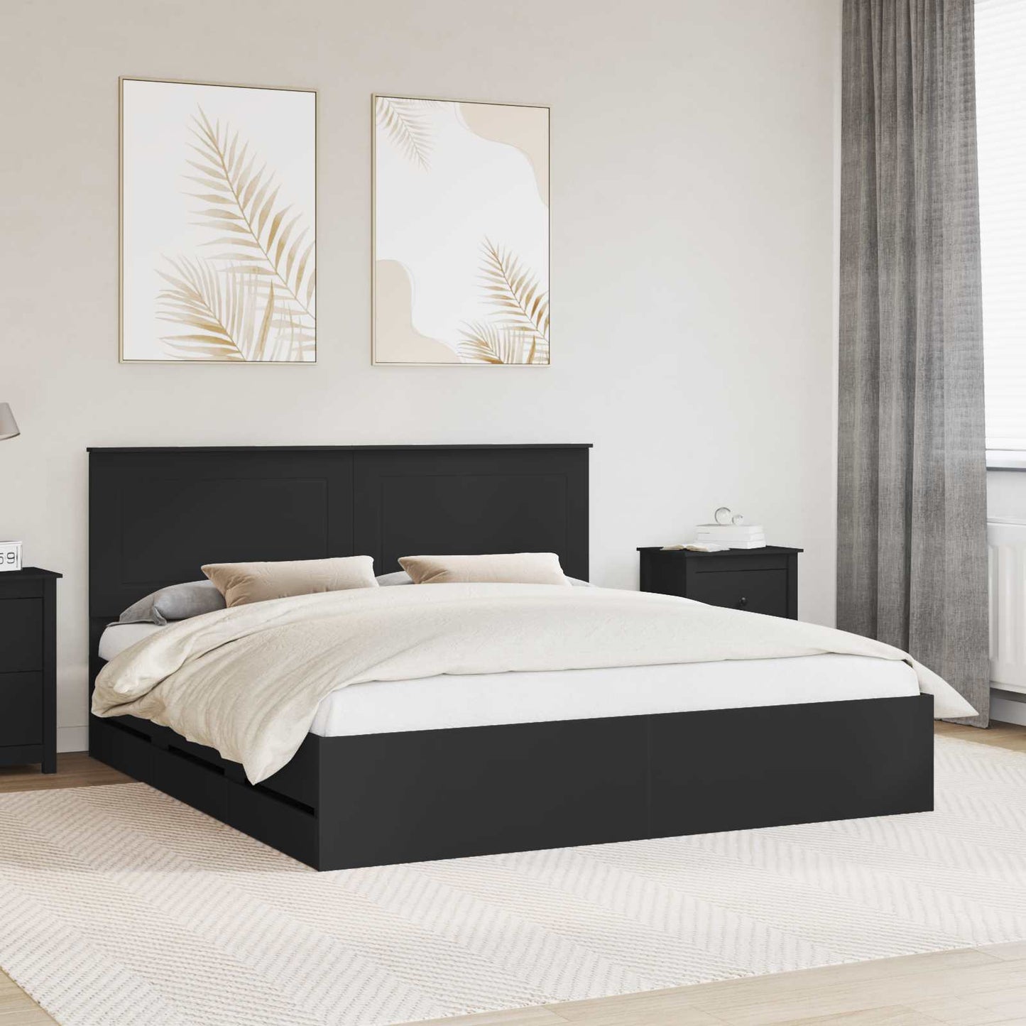 Struttura del letto Nero 200 x 200 cm Legno Ingegnerizzato
