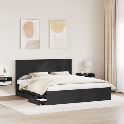 Struttura del letto Nero 200 x 200 cm Legno Ingegnerizzato | homemem39