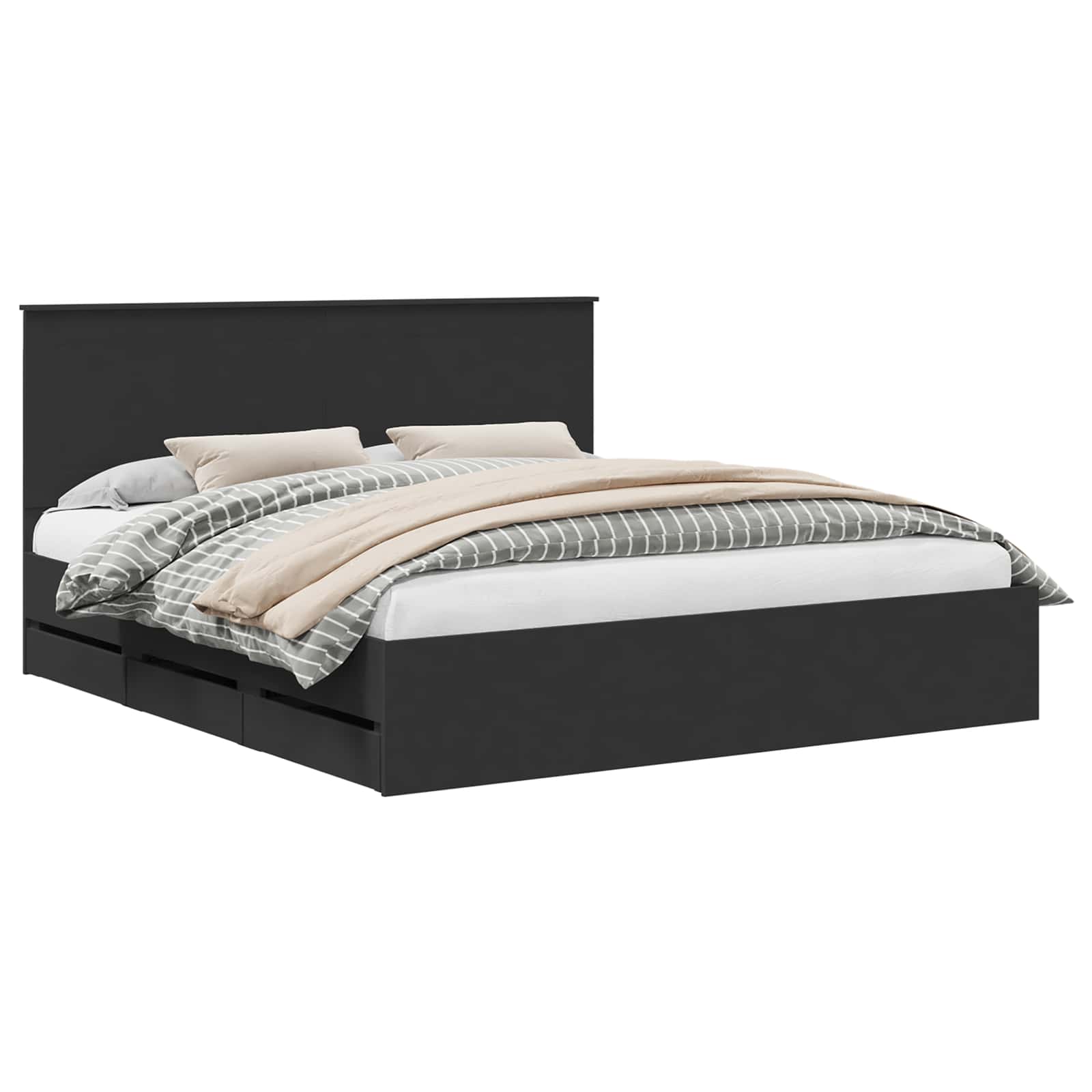 Struttura del letto Nero 200 x 200 cm Legno Ingegnerizzato | homemem39