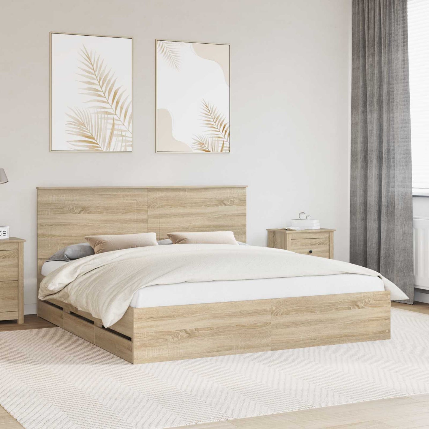 Struttura del letto con cassetto Rovere Sonoma 200 x 200 cm