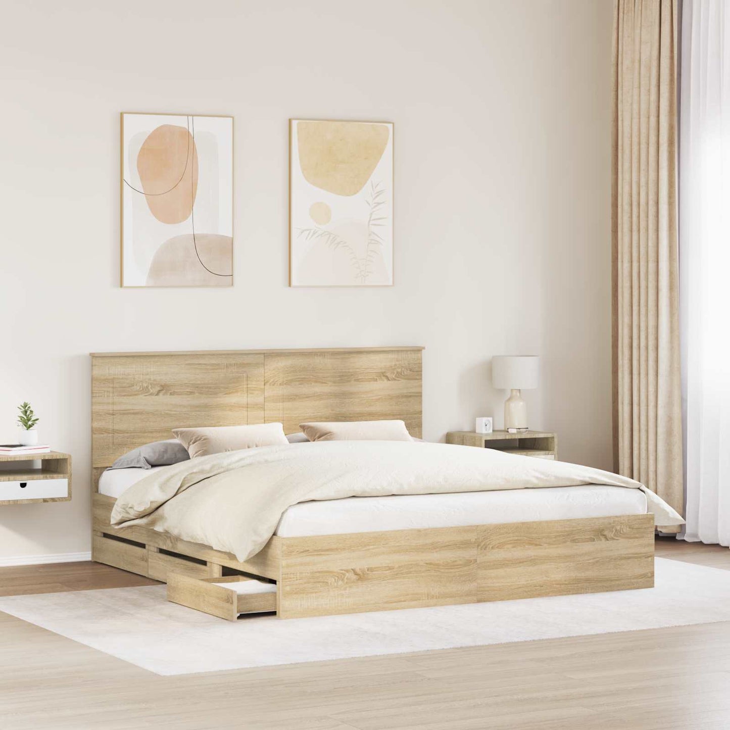 Struttura del letto con cassetto Rovere Sonoma 200 x 200 cm | homemem39