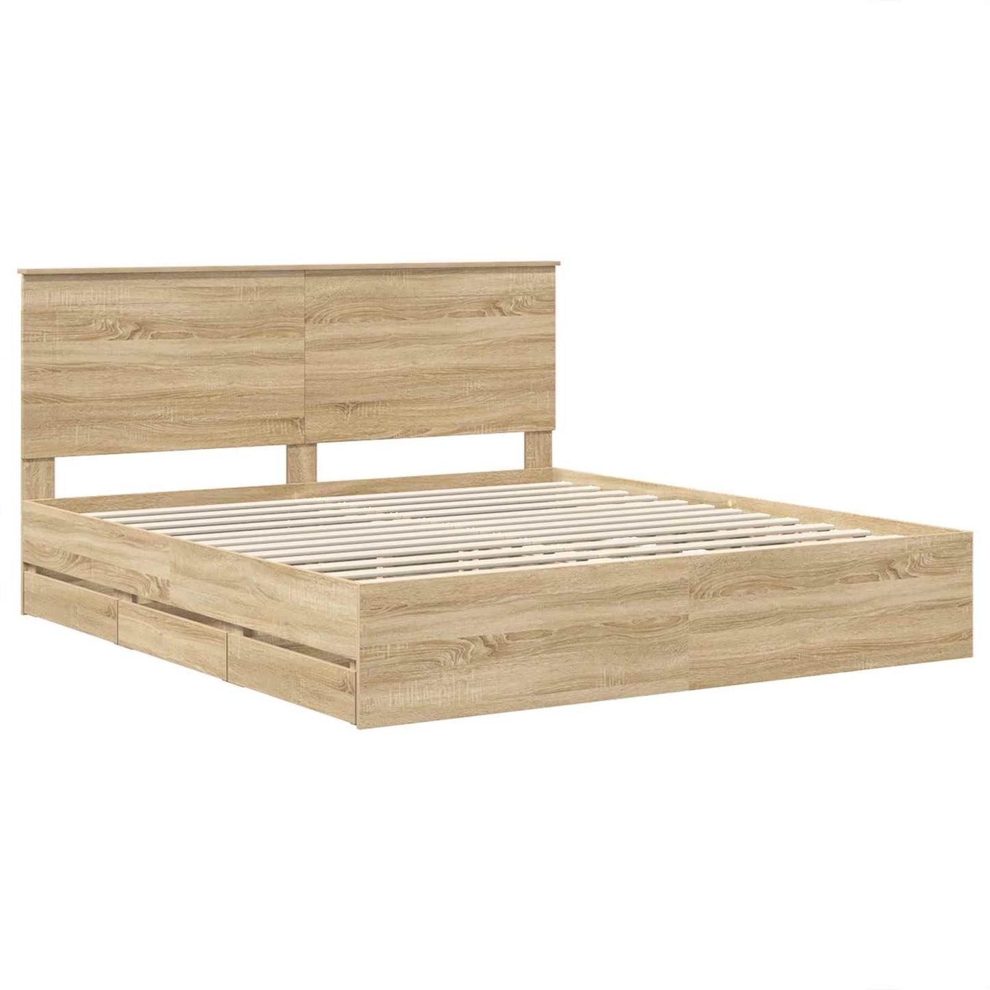 Struttura del letto con cassetto Rovere Sonoma 200 x 200 cm | homemem39