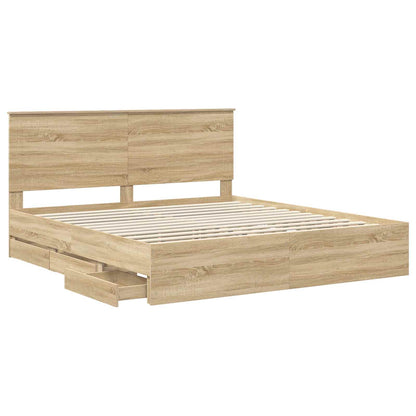 Struttura del letto con cassetto Rovere Sonoma 200 x 200 cm | homemem39