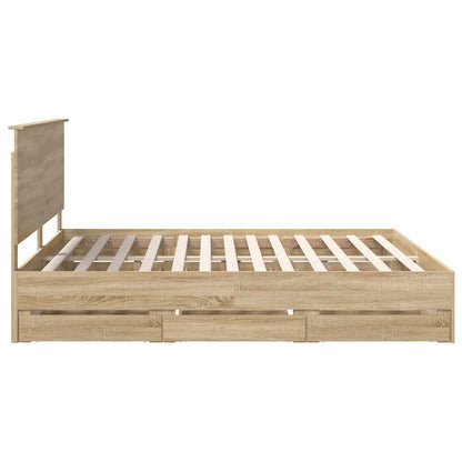 Struttura del letto con cassetto Rovere Sonoma 200 x 200 cm | homemem39