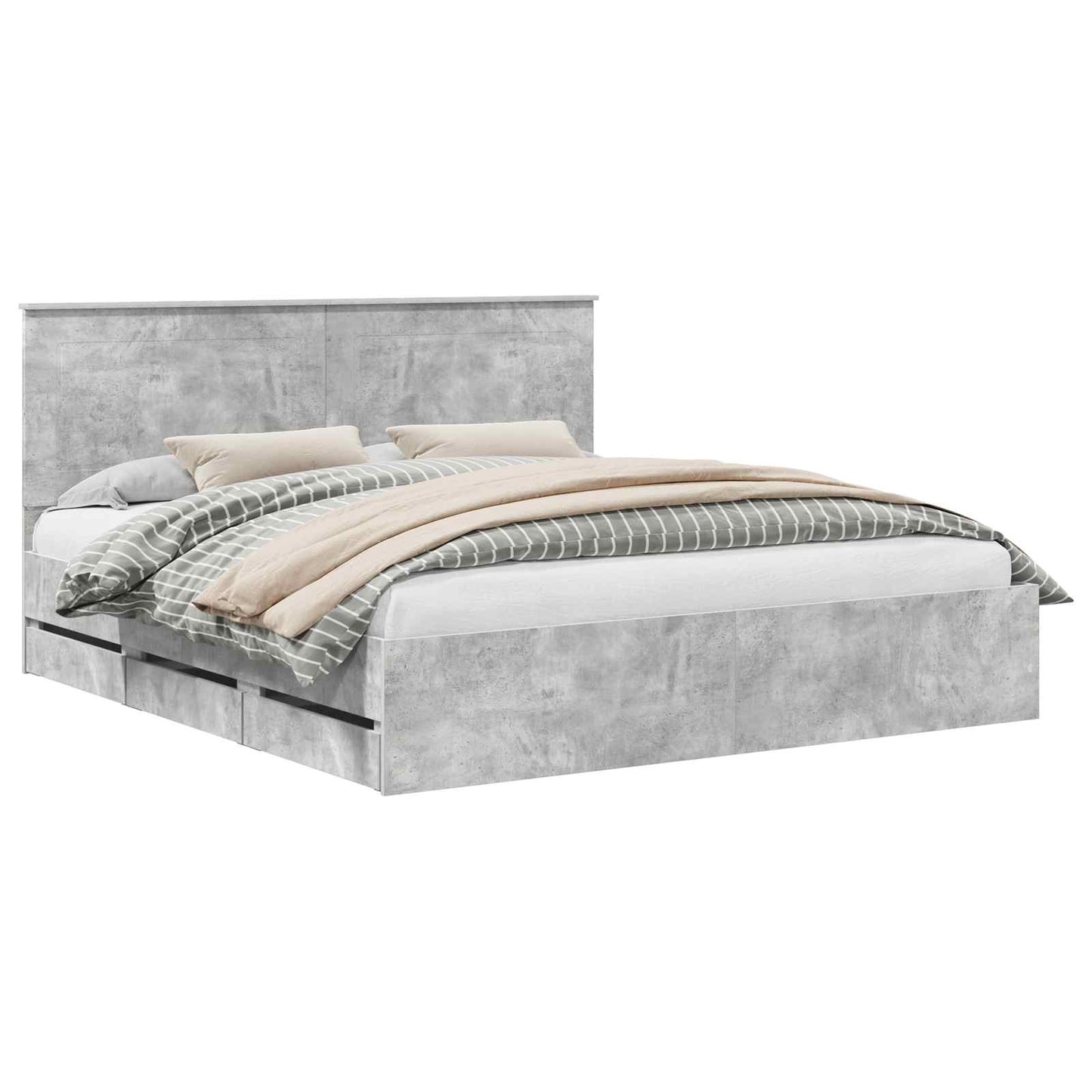 Struttura del letto con cassetto Grigio cemento 200 x 200 cm | homemem39