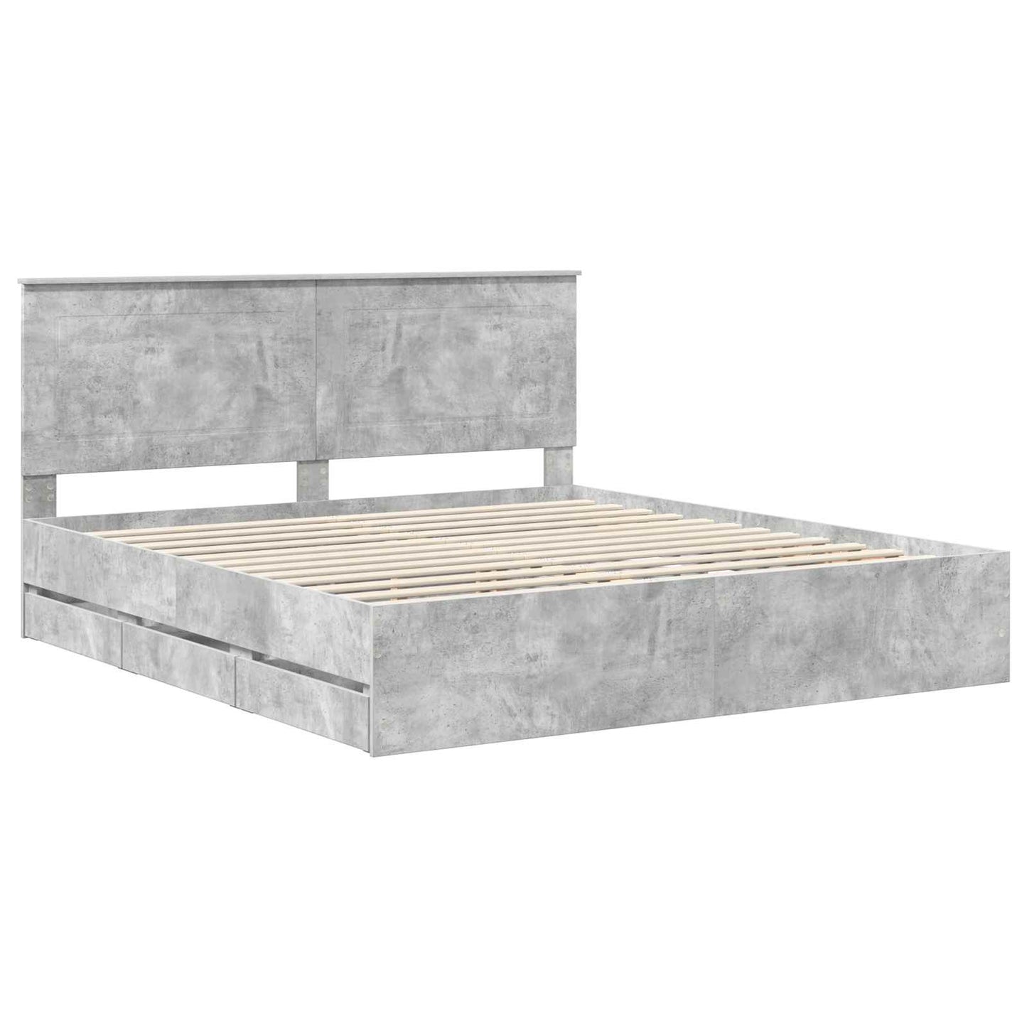 Struttura del letto con cassetto Grigio cemento 200 x 200 cm | homemem39