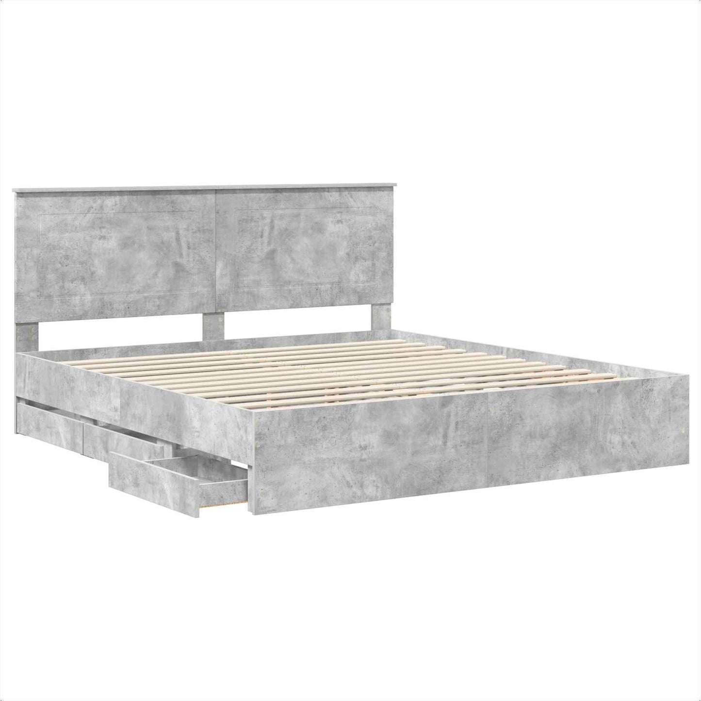 Struttura del letto con cassetto Grigio cemento 200 x 200 cm | homemem39