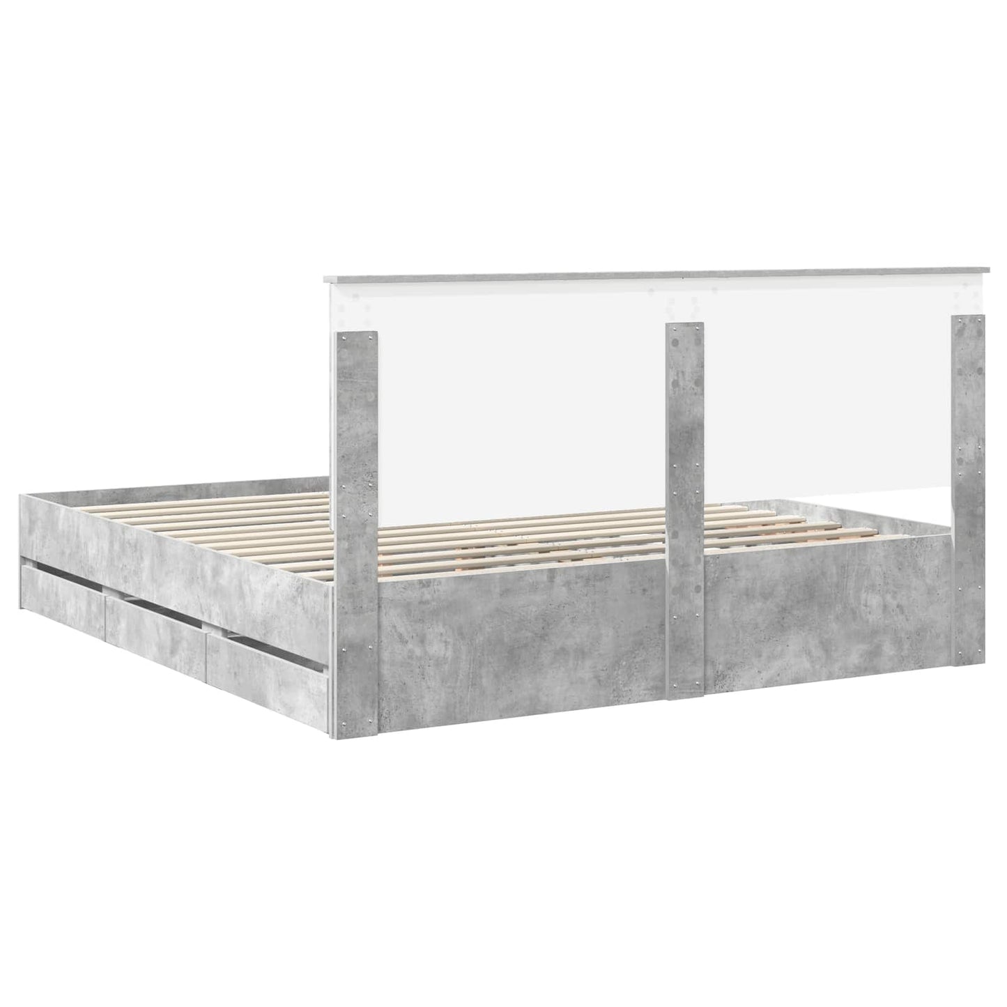 Struttura del letto con cassetto Grigio cemento 200 x 200 cm | homemem39