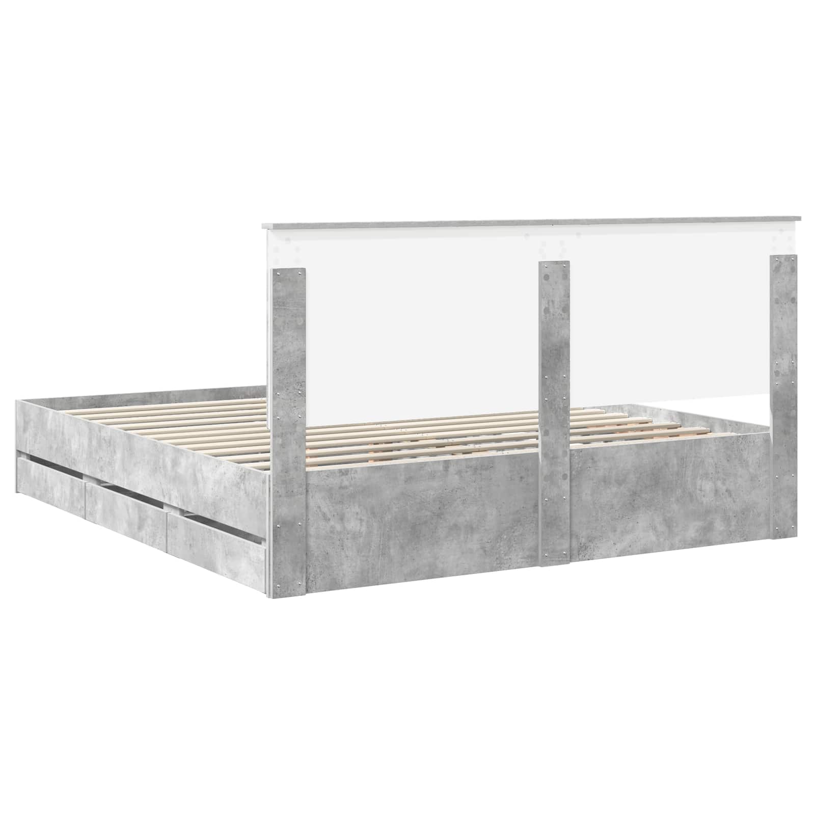 Struttura del letto con cassetto Grigio cemento 200 x 200 cm | homemem39