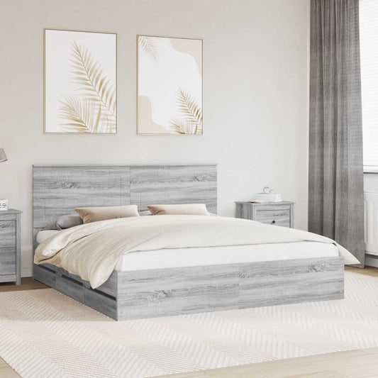 Struttura del letto con cassetto Grigio Sonoma 180 x 200 cm