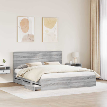 Struttura del letto con cassetto Grigio Sonoma 180 x 200 cm