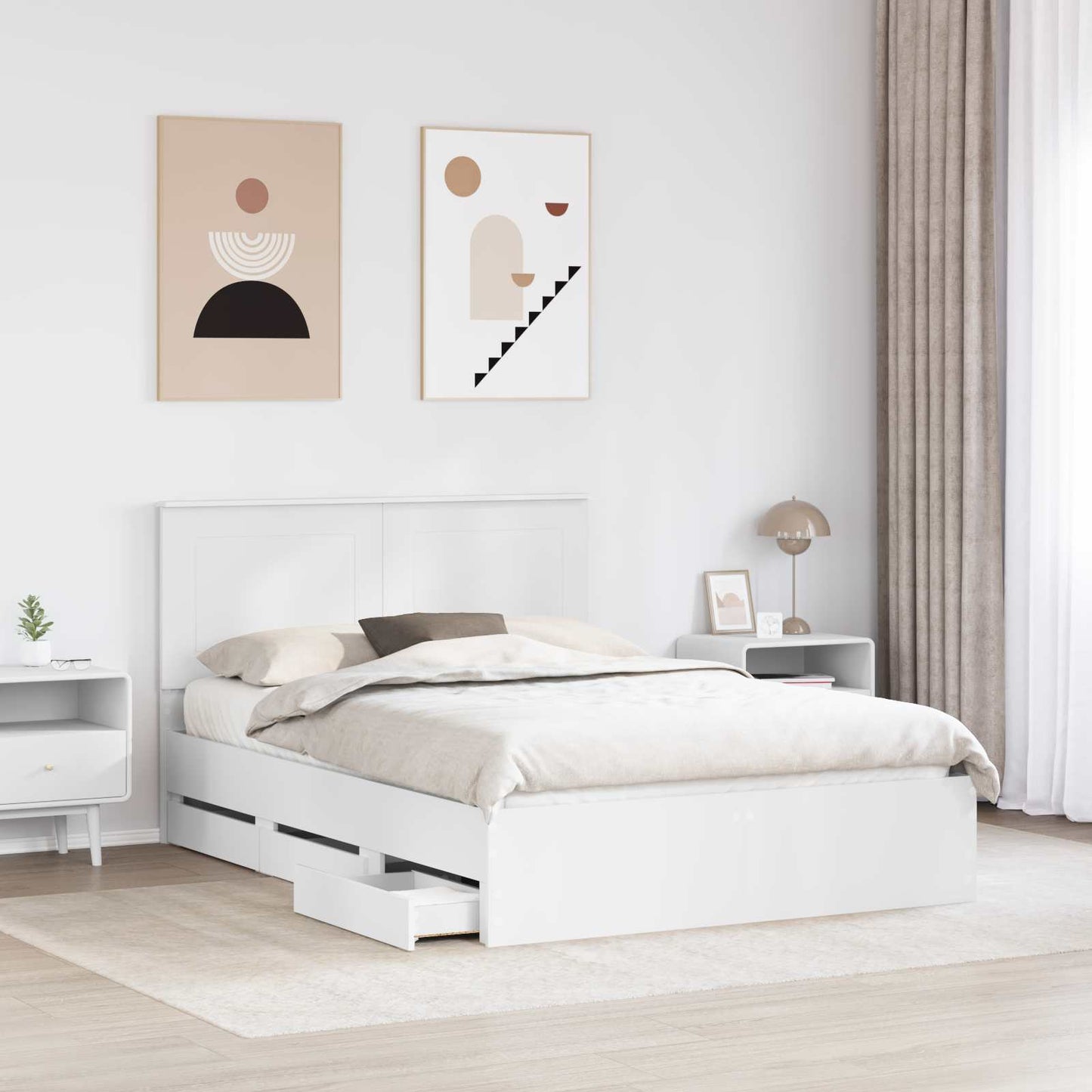 Struttura del letto Bianco 150 x 200 cm Legno Ingegnerizzato
