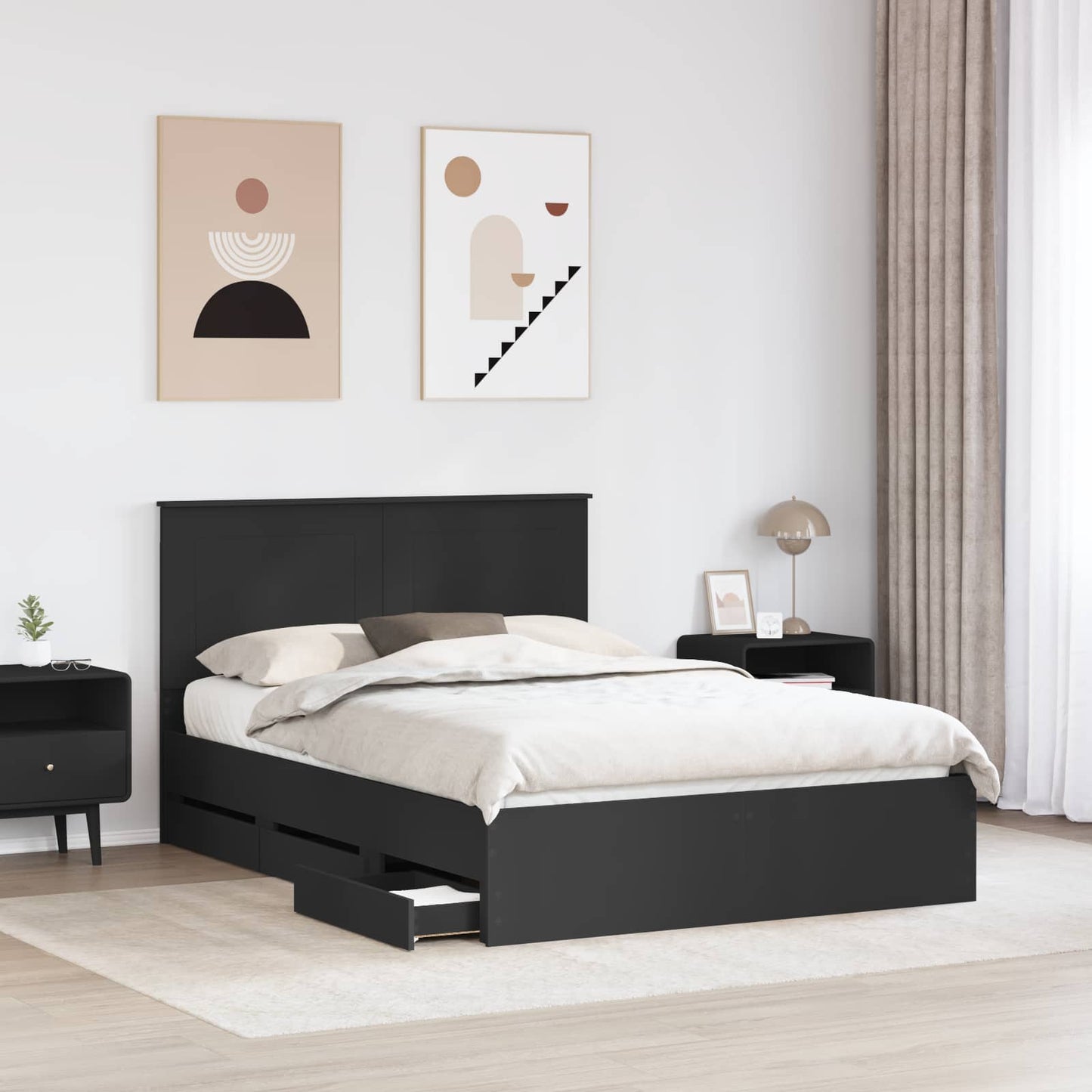 Struttura del letto Nero 140 x 200 cm Legno Ingegnerizzato | homemem39