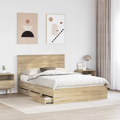 Struttura del letto con cassetto Rovere Sonoma 140 x 200 cm