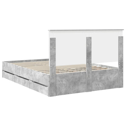 Struttura del letto con cassetto Grigio cemento 140 x 200 cm