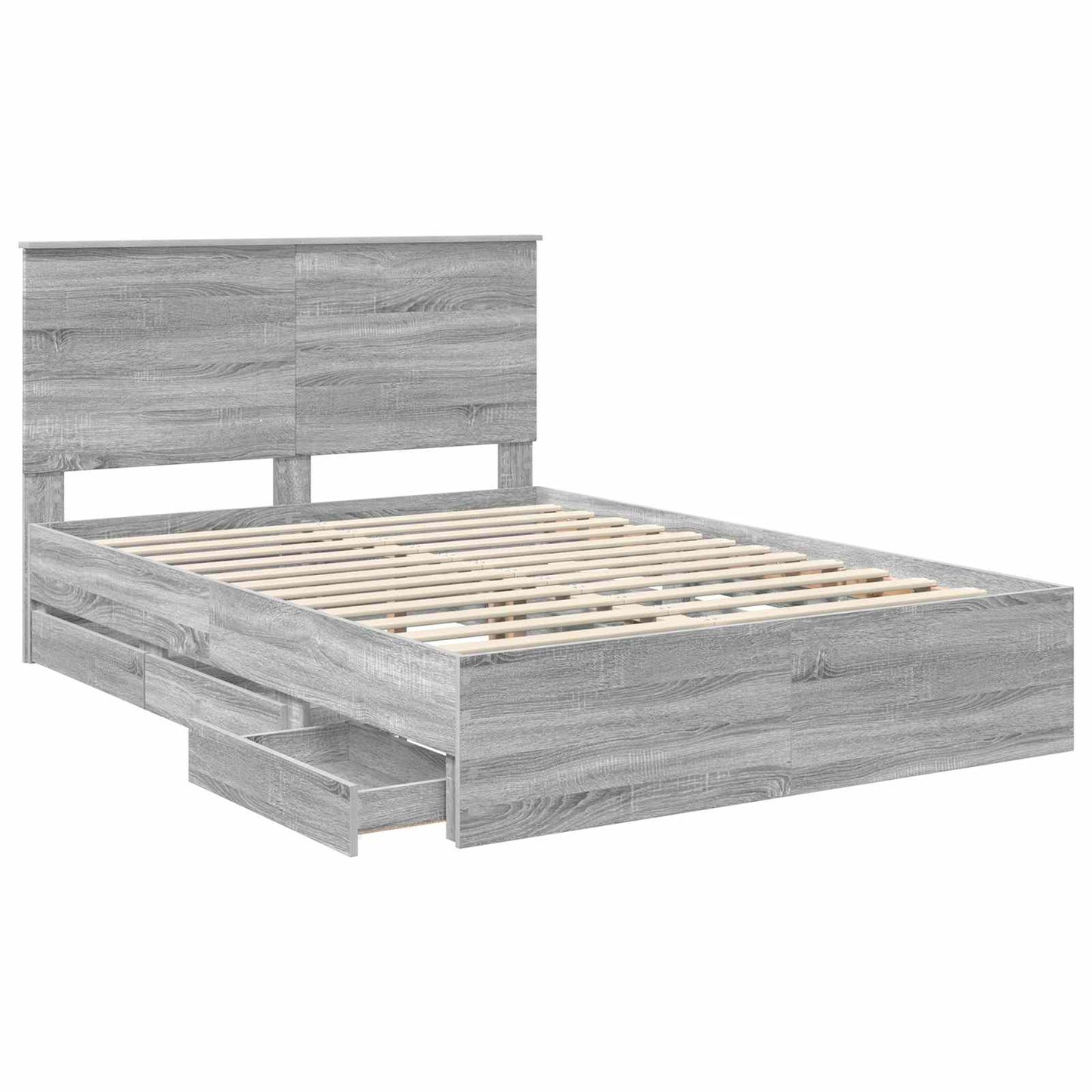 Struttura del letto con cassetto Grigio Sonoma 140 x 200 cm | homemem39