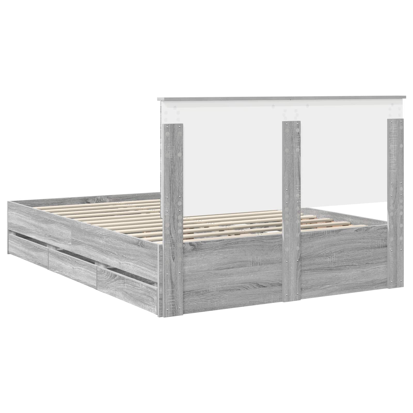 Struttura del letto con cassetto Grigio Sonoma 140 x 200 cm | homemem39