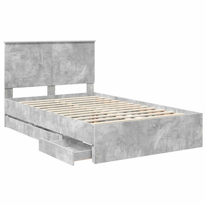 Struttura del letto con cassetto Grigio cemento 135 x 190 cm