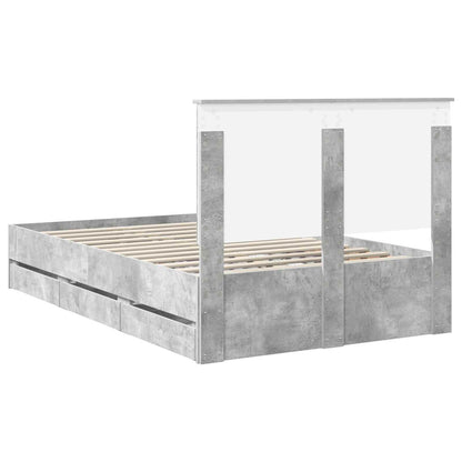 Struttura del letto con cassetto Grigio cemento 135 x 190 cm