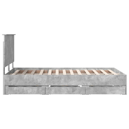 Struttura del letto con cassetto Grigio cemento 135 x 190 cm | homemem39