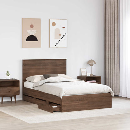 Struttura del letto con cassetto Rovere Marrone 135 x 190 cm